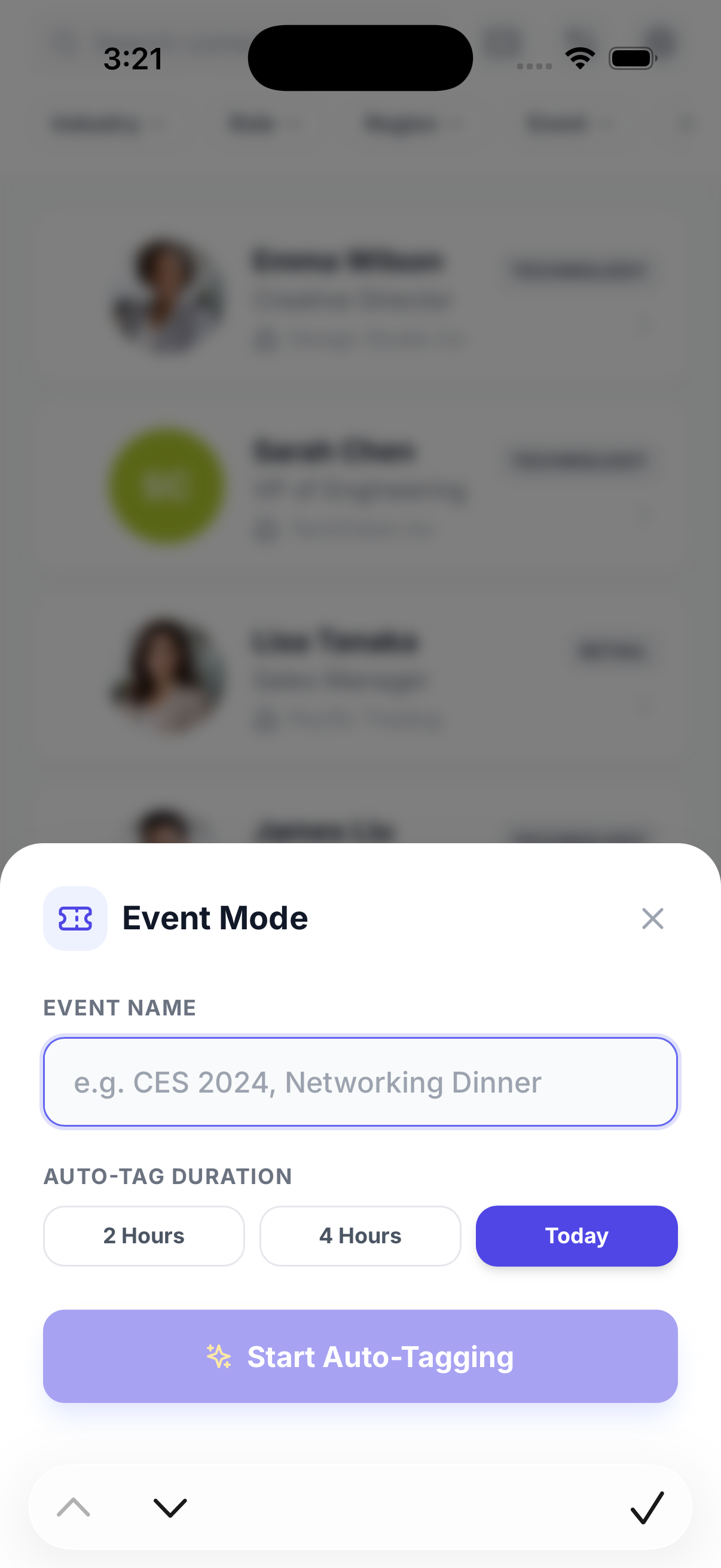 Event mode auto tag