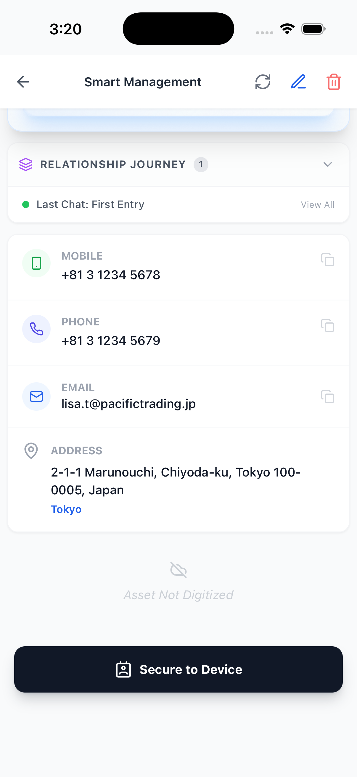 Contact detail info journey
